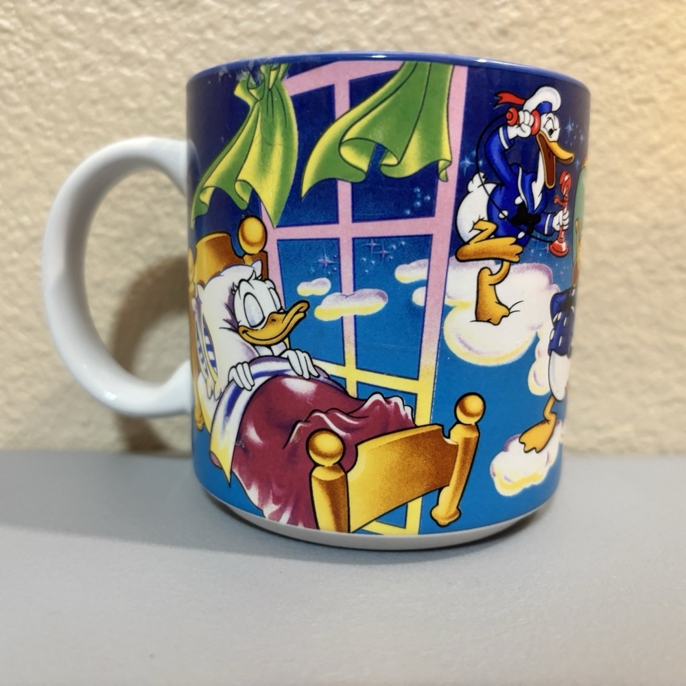 Disney Donald Duck Dreaming‎ 60th Birthday Coffee Tea Mug Japan 1994 Collectible